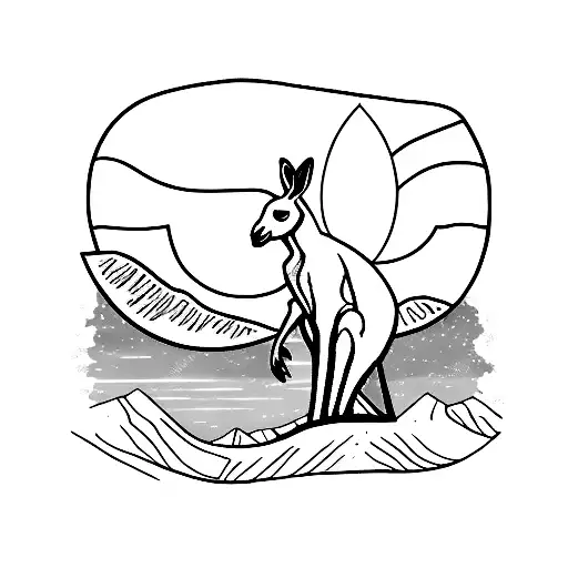 Kangaroo Silhouette Against A Sunset Sky