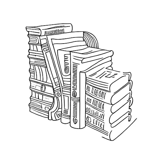 A Minimalist Tattoo Of A Bookshelf With Greek And Nordic Mythology Books