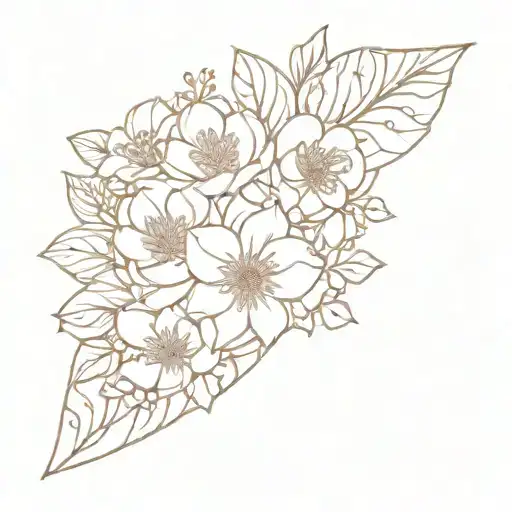 Birth Flower Bouquet Fine Line