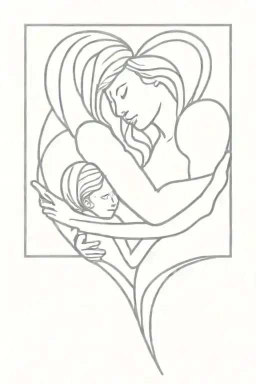 A Mother And Her Daughter Connected In A Heart