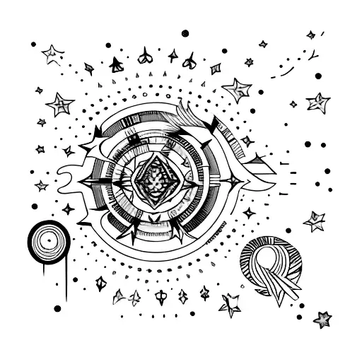 Aesthetic Fine Line Long Tattoo With Stars And Moon