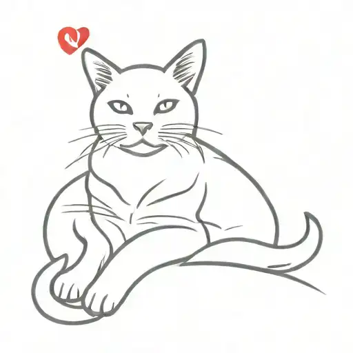 Gray Cat With White Paws And Red Kitten