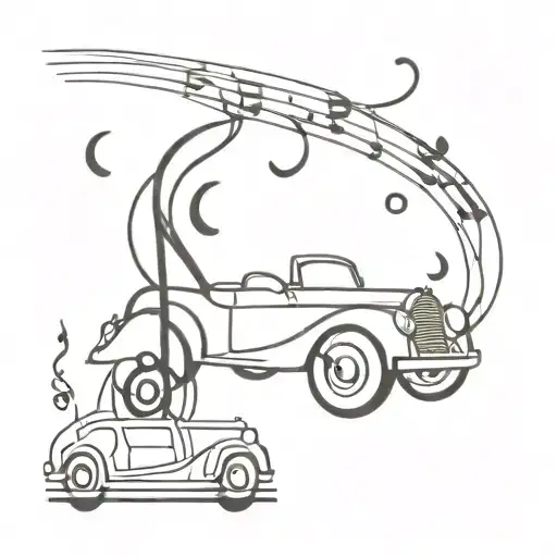 Incorporate Musical Notes And A Vintage Car Into A Unique Design