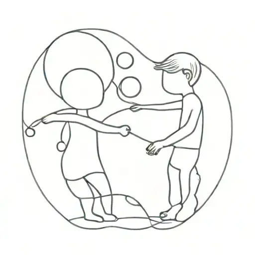 One Friend Pulling Another Friend Out Of A Bubble And They Are Hugging