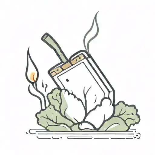 A Burning Lighter Which Has A Broccoli Instead Of Fire