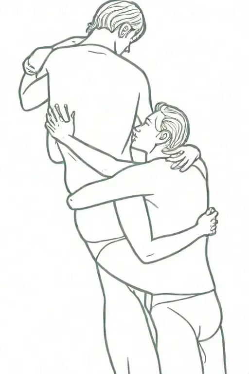 One Friend Pulling Another Friend Up From Benea Th And They Are Hugging