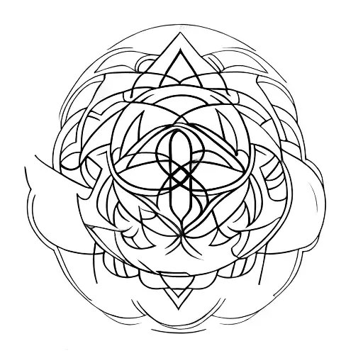 A Minimalist Tattoo Of A Vedanta Symbol Merged With A New Zealand Fern