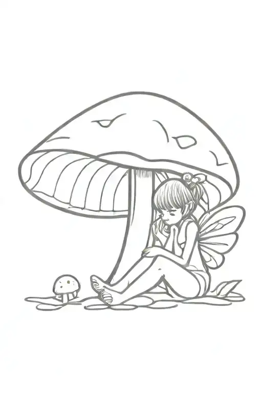 Fairy Lying On A Mushroom