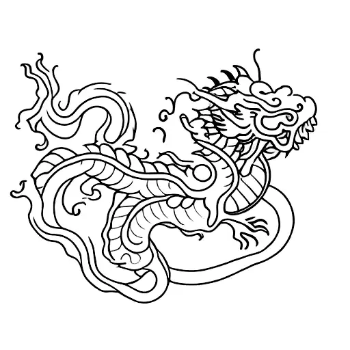 A Minimalistic Design Of A Horse With A Chinese Dragon Winding Around It