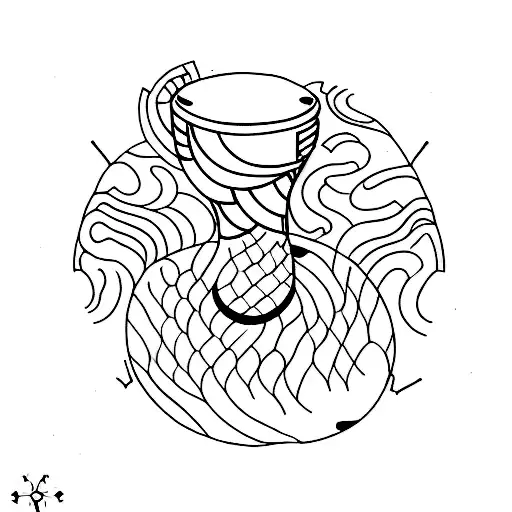 A Minimalist Tattoo Of A Microphone With Animal Patterns