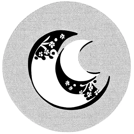 Crescent Moon With A Daisy Lying In It