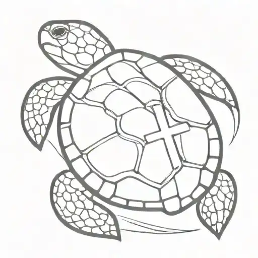 Turtle With Cross Behind It