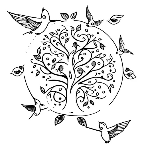 Tree Of Life With Hummingbirds Wrap Around Forearm