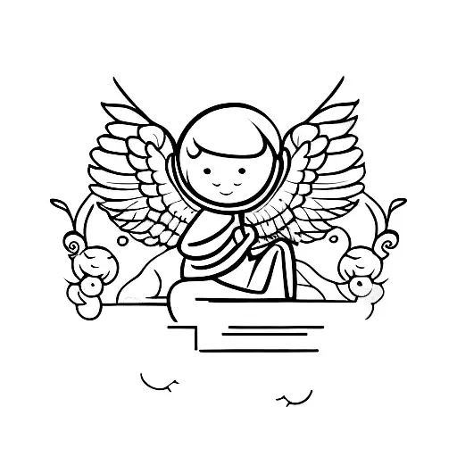 Cherub Sat On Riverbank