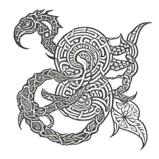 Scorpio And Pisces Zodiac Symbols Intertwined