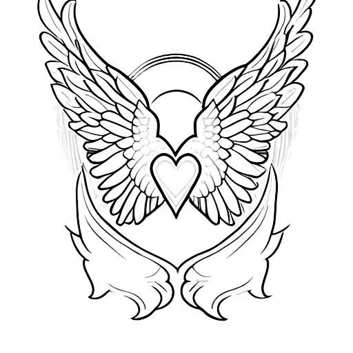 Angel Wings With Halo With Initals Flb Going Down The Middle