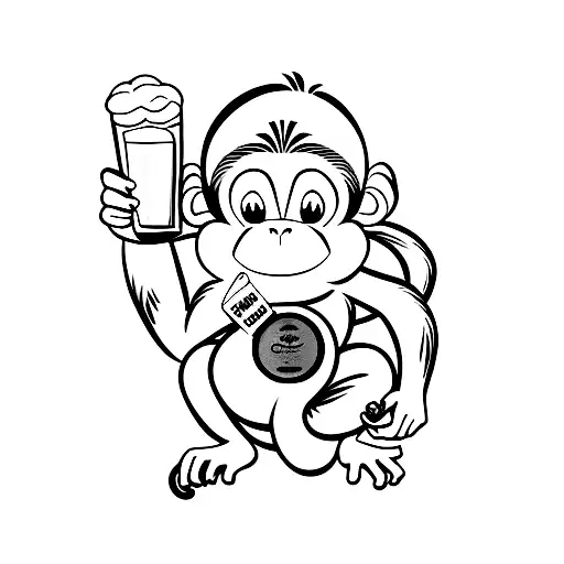 Cute Monkey With A Beer In His Hand
