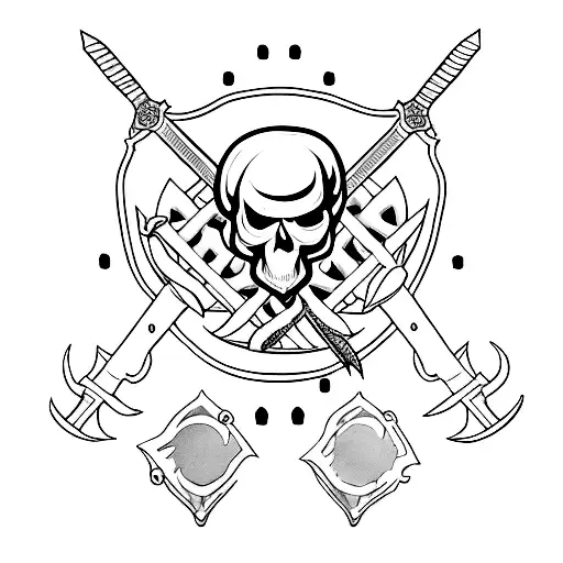 Incorporate A Skull With A Sword In A Minimalist Style