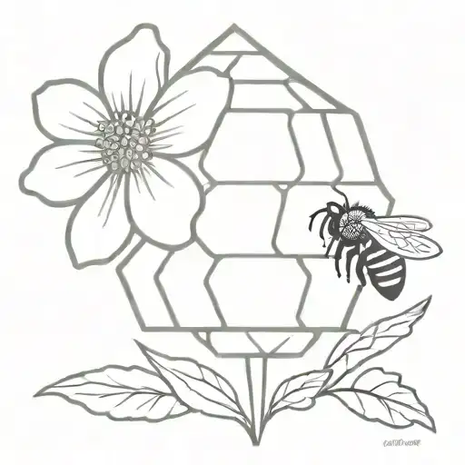 Flower With Bee Hive