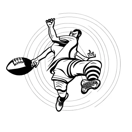A Minimalist Tattoo Of A Football Player Kicking A Music Note