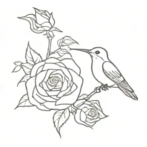 Hummingbird With Pocket Watch And Intertwined Rose