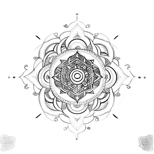 A Mandala Design Incorporating Symbols Of Money And Success