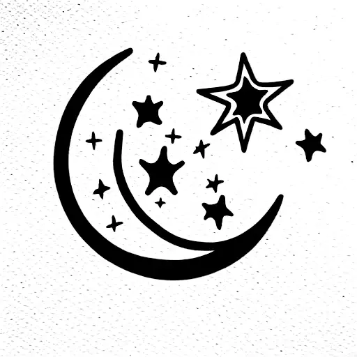 Acoustic Guitar With Stars And Moon