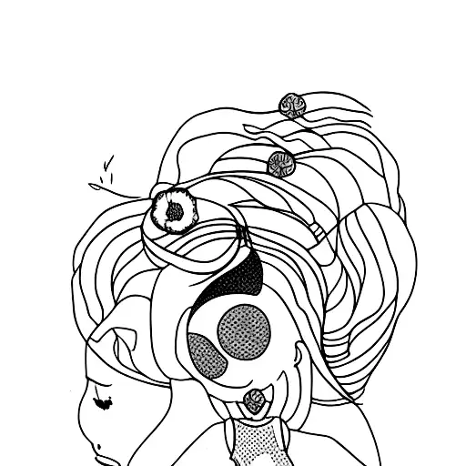 Girl And Black Cat From Behind