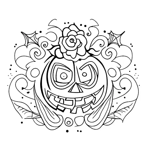 Halloween Pumpkin With Flowers