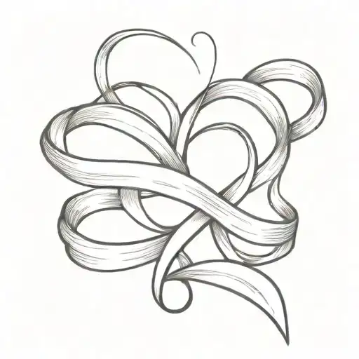 Ribbon Turning Into Heart Ribbon Fine Line