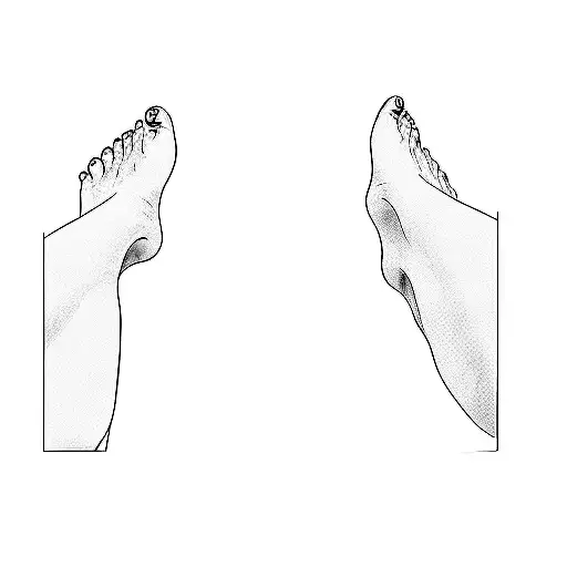 Two People's Feet By The Ocean