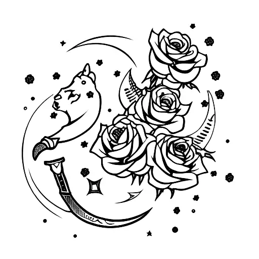 Moon With Sword And Roses