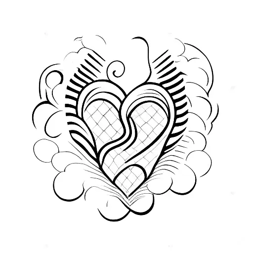 Mini Tattoo Heart With Wave