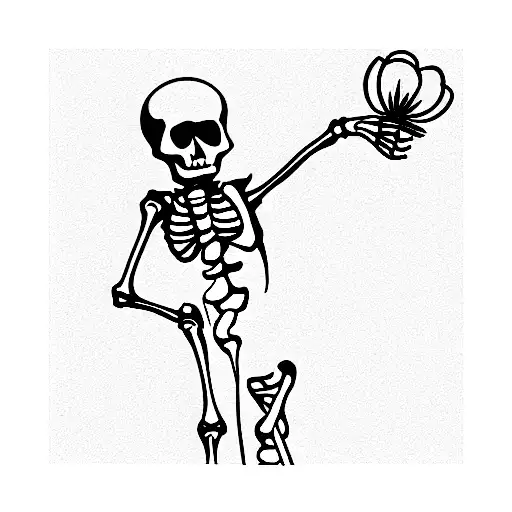Skeleton Holding Wineglass Wearing Flowers