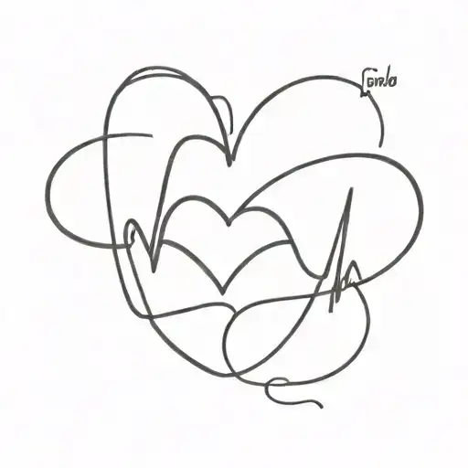 A Minimalist Tattoo Of A Heartbeat Line With The Names Of The Couple Intertwined Within It