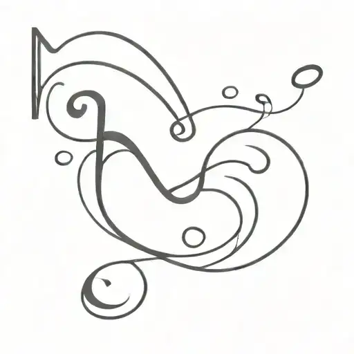 A Minimalist Tattoo Design Of A Music Note Intertwined With A Plane Flying Through A Cloud