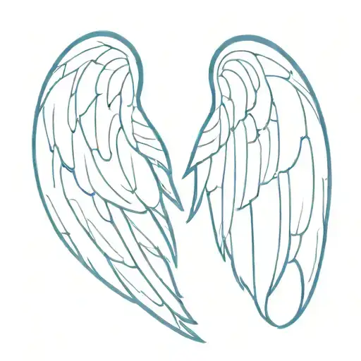 An Abstract Minimalist Interpretation Of An Angel's Wings In Shades Of Blue