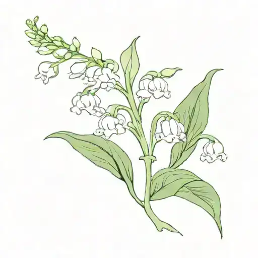 Dainty Thin Tall Fine Line Lily Of The Valley Flower Pastel Color