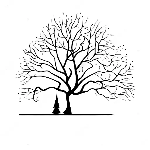 A Minimalist Tree With The Numbers 9 And 20 Integrated Into Its Trunk