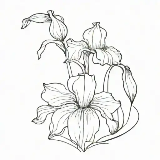 Small Fine Line Iris Flower