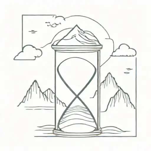 Hourglass With Mountains And Ocean