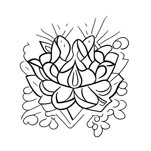 Simple Lotus Flower And Butterfly Incorporating Christian Cross