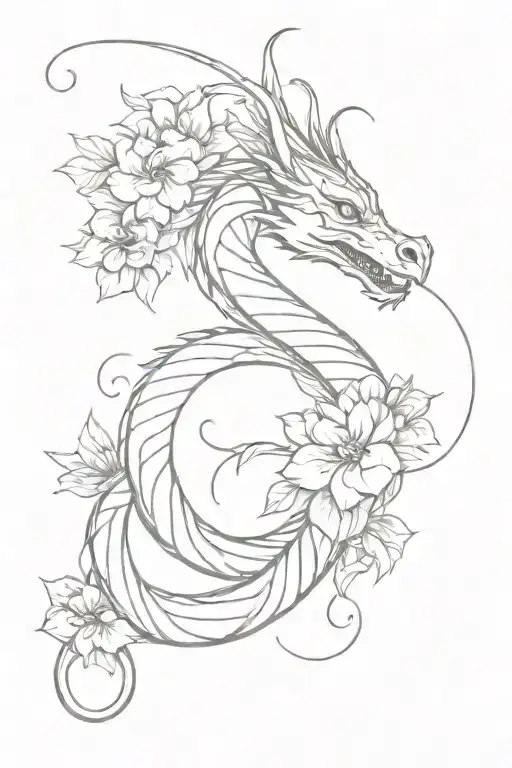 Dragon Wrapped With Flowers