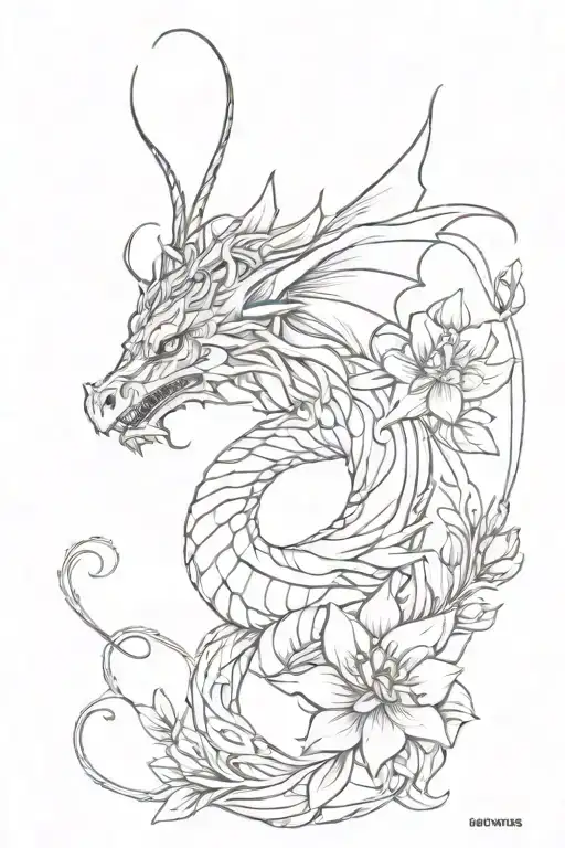 Dragon Wrapped With Flowers