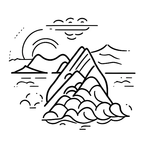 Mountain Scene With Limestone Cliffs In The Forefront And A Beach