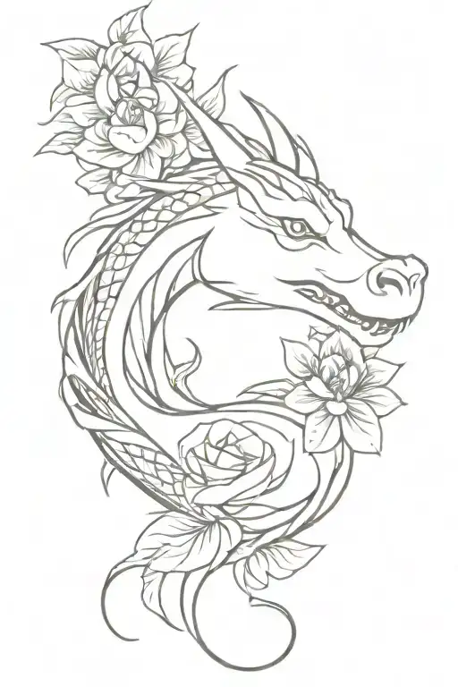 Dragon Wrapped With Flowers