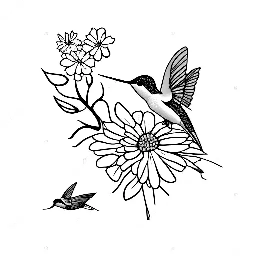 Hummingbird And Flower Fly By