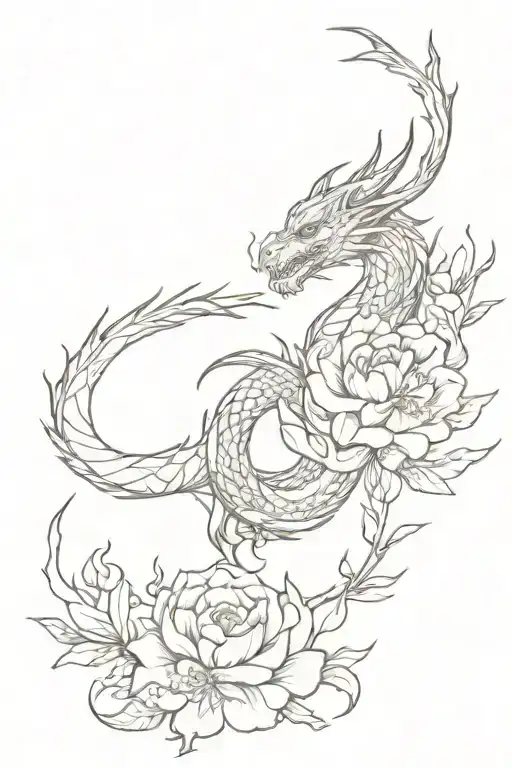 Dragon Wrapped With Flowers