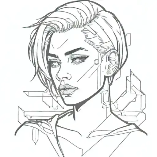 Cyberpunk Girl Face Short Hair