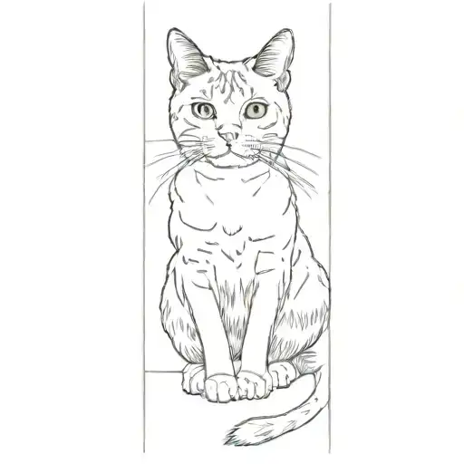 A Cat Sitting In Front Of A Door